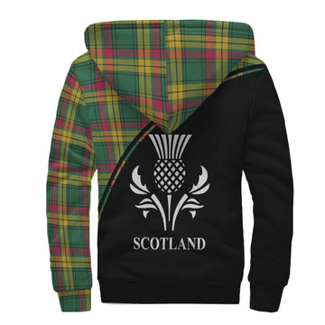 MacMillan Old Ancient Tartan Sherpa Hoodie with Family Crest Curve Style