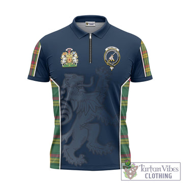 MacMillan Old Ancient Tartan Zipper Polo Shirt with Family Crest and Lion Rampant Vibes Sport Style
