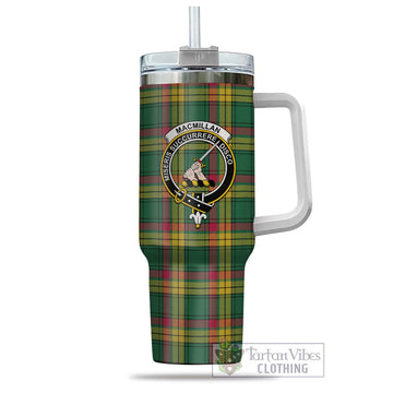 MacMillan Old Ancient Tartan and Family Crest Tumbler with Handle