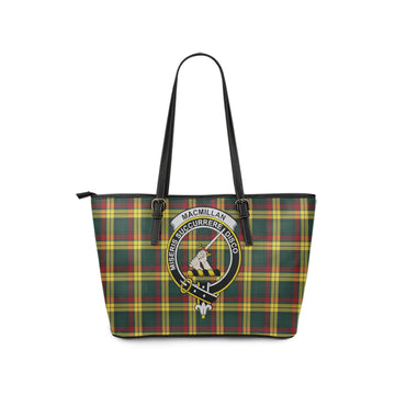 MacMillan Old Modern Tartan Leather Tote Bag with Family Crest