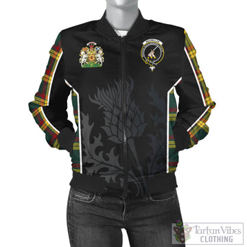 MacMillan Old Modern Tartan Bomber Jacket with Family Crest and Scottish Thistle Vibes Sport Style