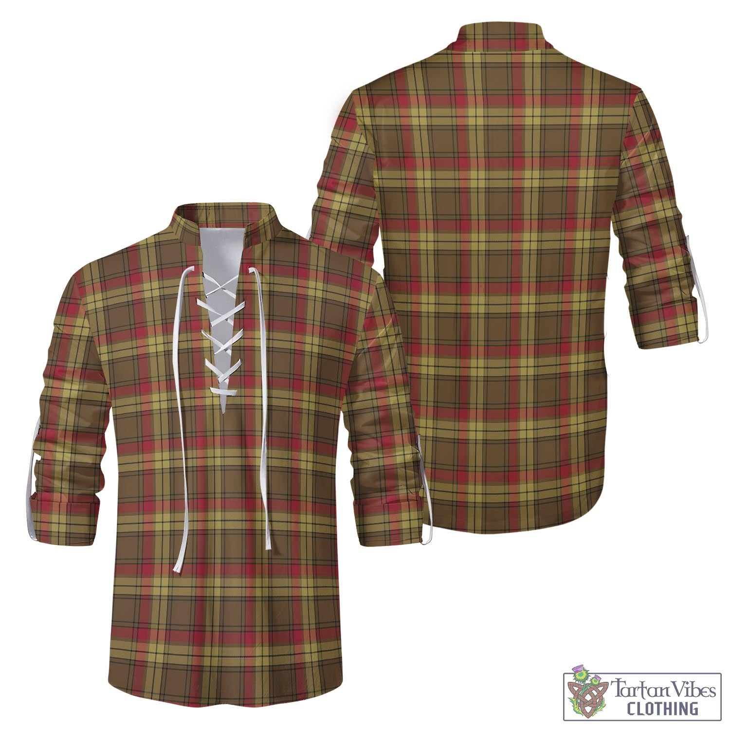 Tartan Vibes Clothing MacMillan Old Weathered Tartan Men's Scottish Traditional Jacobite Ghillie Kilt Shirt