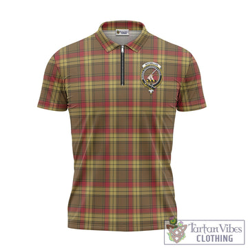 MacMillan Old Weathered Tartan Zipper Polo Shirt with Family Crest