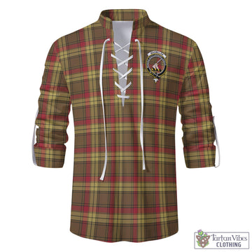 MacMillan Old Weathered Tartan Men's Scottish Traditional Jacobite Ghillie Kilt Shirt with Family Crest