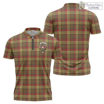 MacMillan Old Weathered Tartan Zipper Polo Shirt with Family Crest