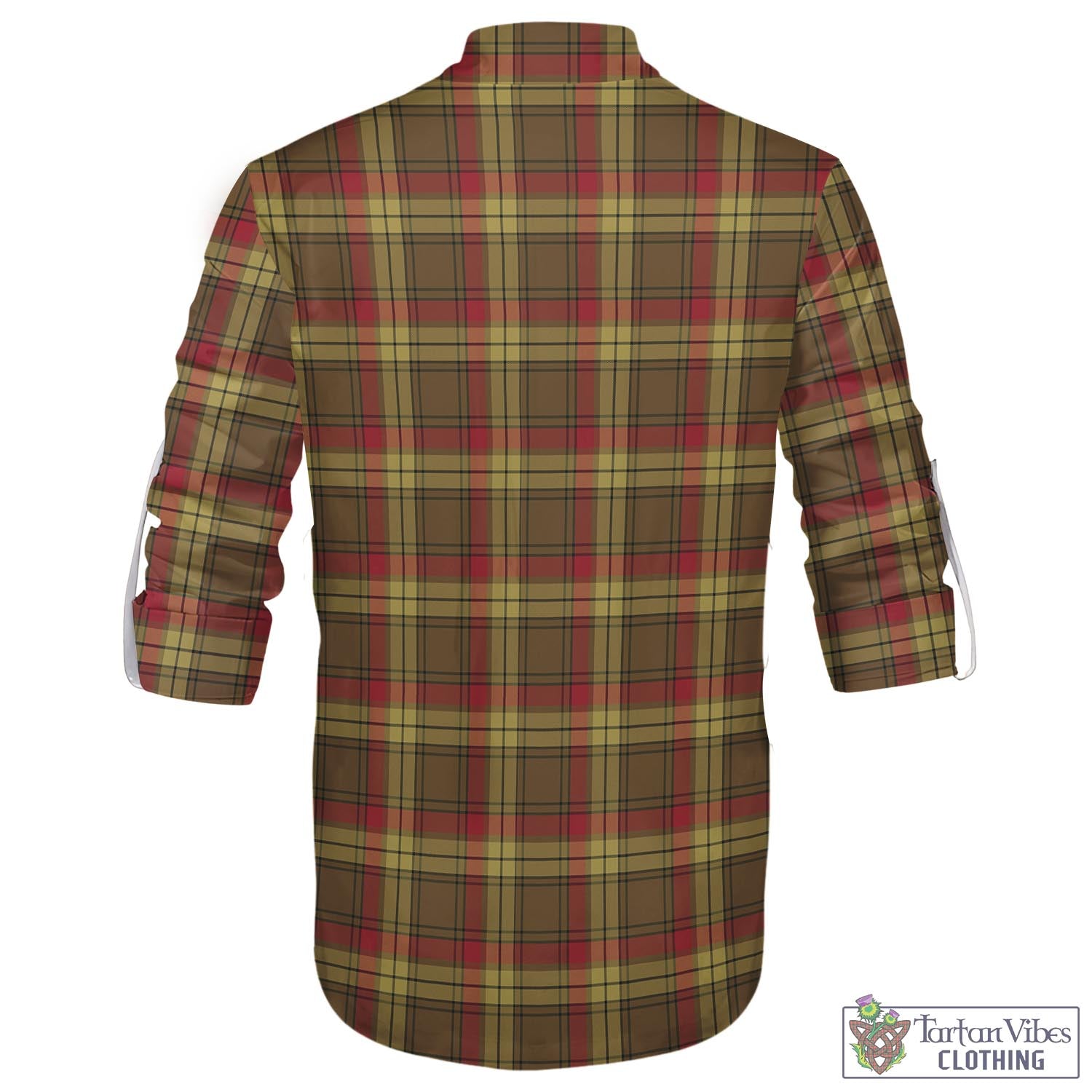 Tartan Vibes Clothing MacMillan Old Weathered Tartan Men's Scottish Traditional Jacobite Ghillie Kilt Shirt with Family Crest