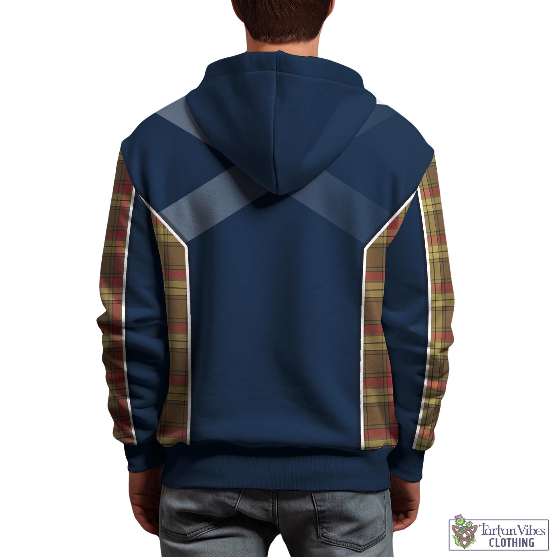 Tartan Vibes Clothing MacMillan Old Weathered Tartan Hoodie with Family Crest and Lion Rampant Vibes Sport Style