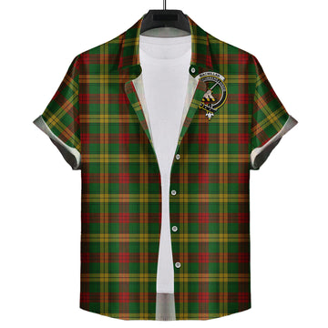 MacMillan Society of Glasgow Tartan Short Sleeve Button Down Shirt with Family Crest