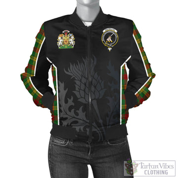 MacMillan Society of Glasgow Tartan Bomber Jacket with Family Crest and Scottish Thistle Vibes Sport Style