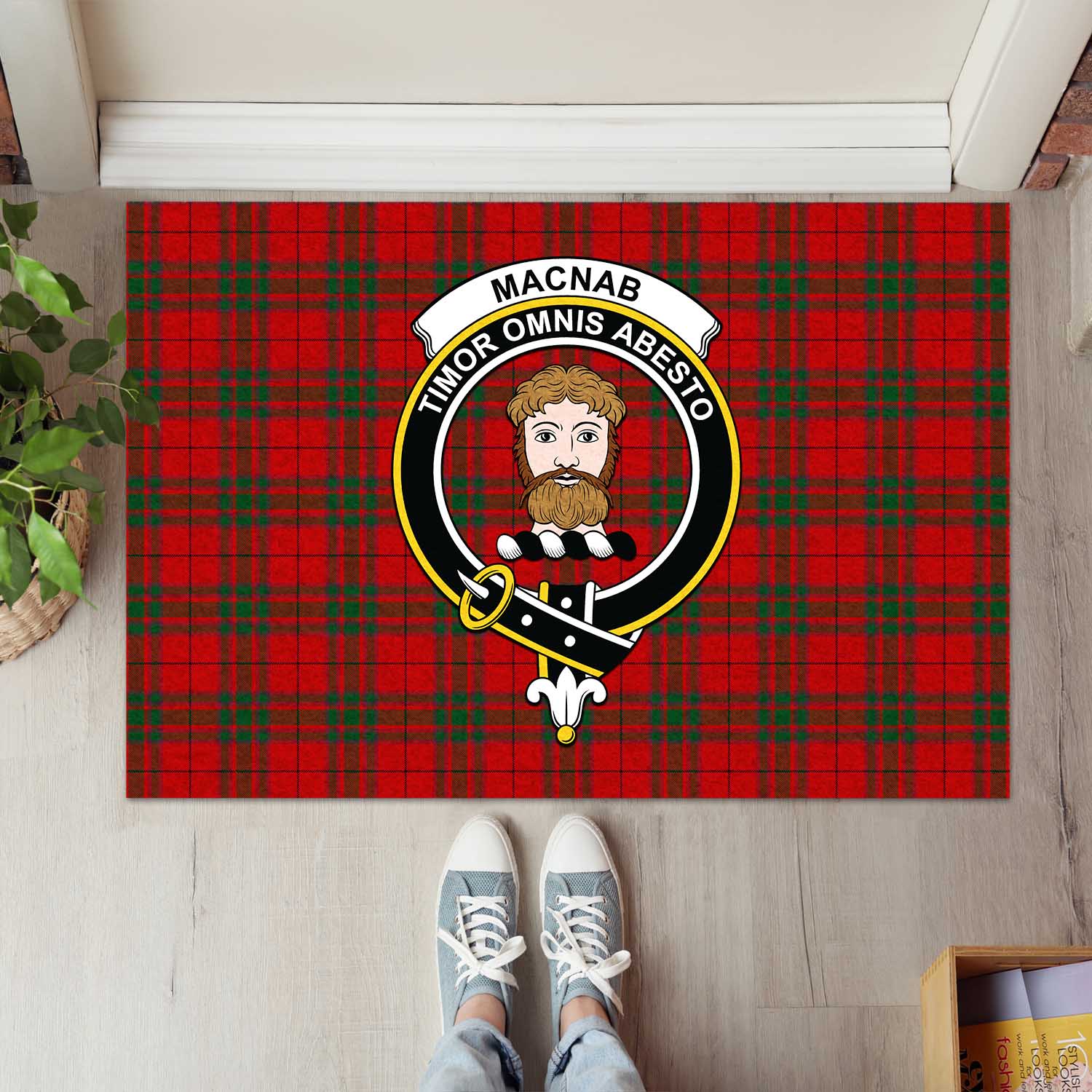 MacNab Tartan Door Mat with Family Crest - Tartanvibesclothing