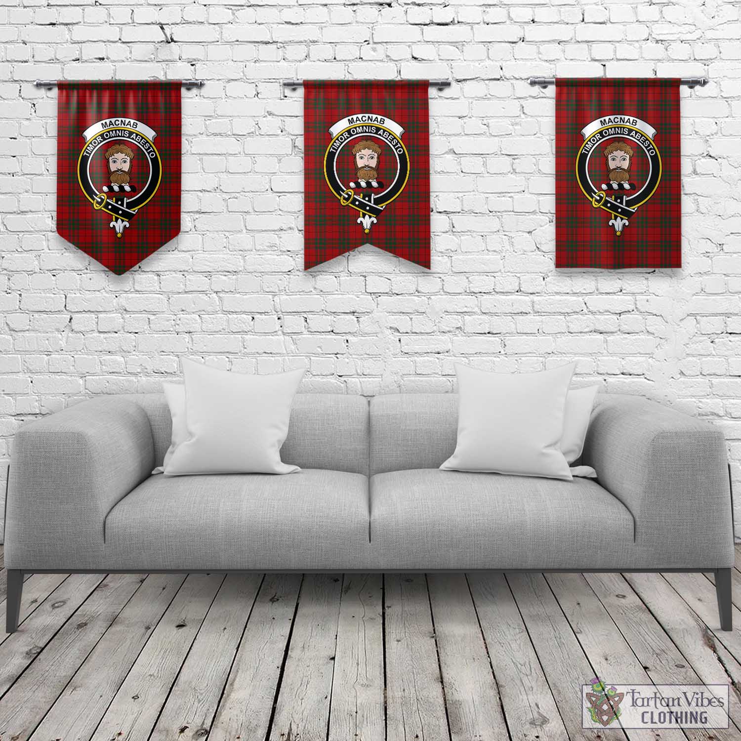 Tartan Vibes Clothing MacNab Tartan Gonfalon, Tartan Banner with Family Crest