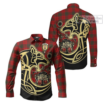 MacNab (McNab) Tartan Long Sleeve Button Shirt with Family Crest Celtic Wolf Style Men's Shirt S - Tartan Vibes Clothing