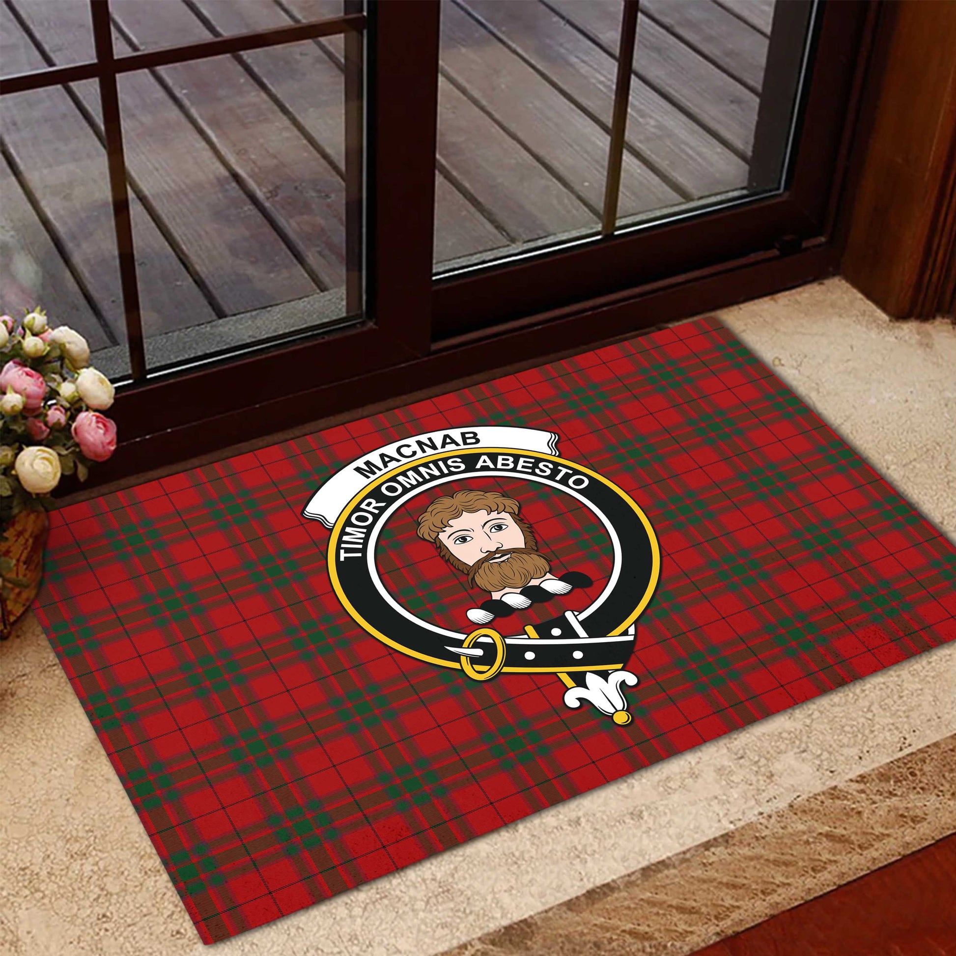 MacNab Tartan Door Mat with Family Crest - Tartanvibesclothing