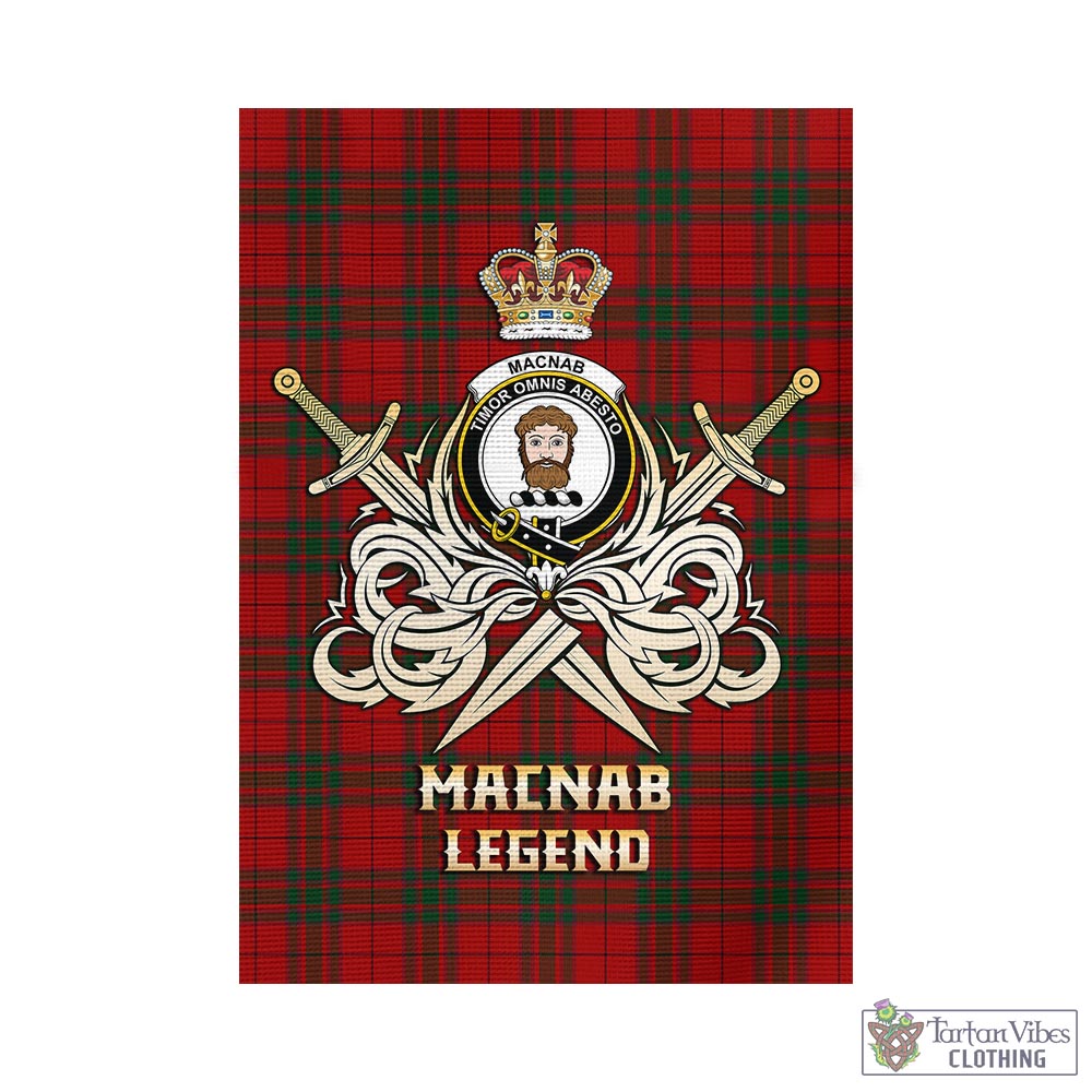 Tartan Vibes Clothing MacNab Tartan Flag with Clan Crest and the Golden Sword of Courageous Legacy