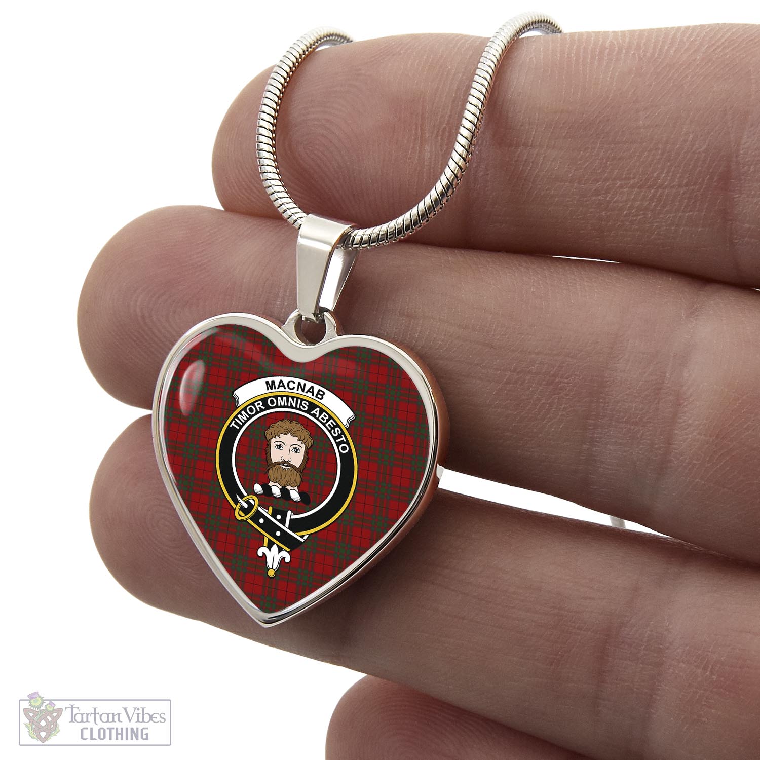 Tartan Vibes Clothing MacNab Tartan Heart Necklace with Family Crest