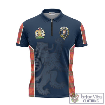 MacNab Ancient Tartan Zipper Polo Shirt with Family Crest and Lion Rampant Vibes Sport Style