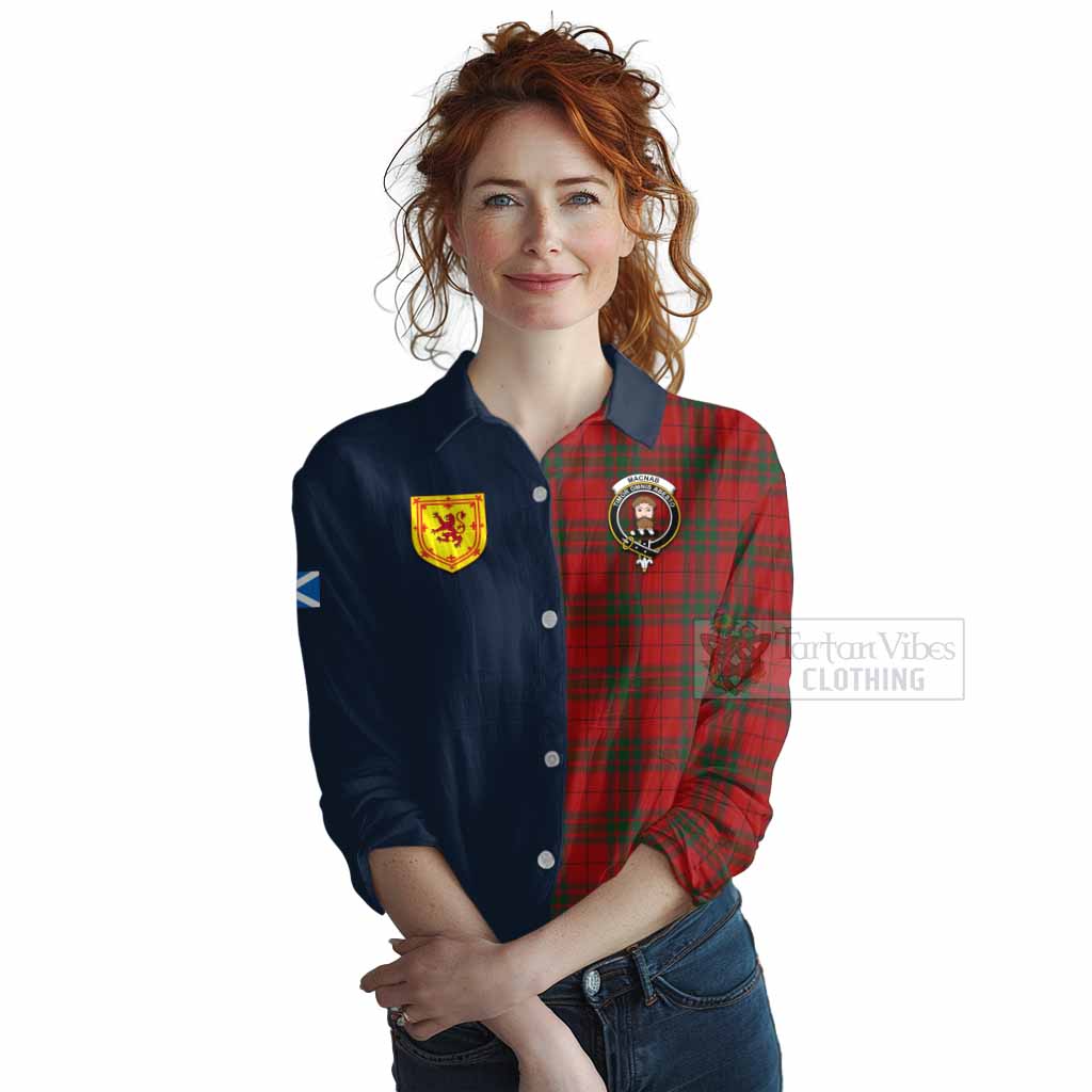 Tartan Vibes Clothing MacNab (McNab) Tartan Women's Casual Shirt Alba with Scottish Lion Royal Arm Half Style