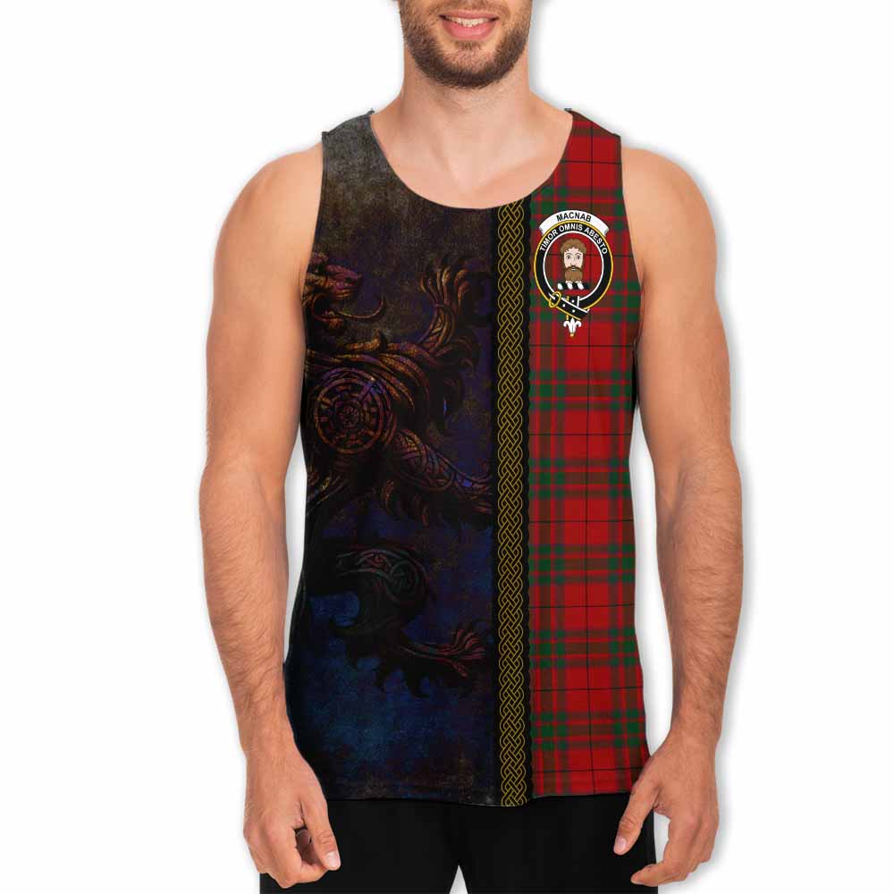 Tartan Vibes Clothing MacNab (McNab) Tartan Family Crest Men's Tank Top Alba Gu Brath Be Brave Lion Ancient Style