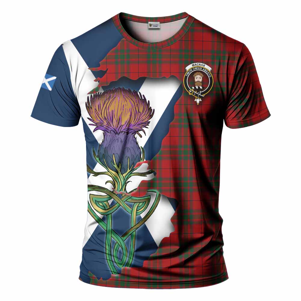 Tartan Vibes Clothing MacNab (McNab) Tartan Family Crest T-Shirt Scottish Thistle Celtic Inspired