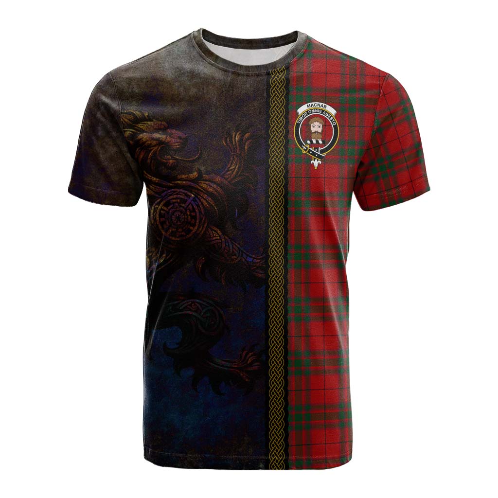 Tartan Vibes Clothing MacNab (McNab) Tartan Family Crest Cotton T-shirt Alba Gu Brath Be Brave Lion Ancient Style