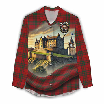 Tartan Vibes Clothing MacNab (McNab) Tartan Family Crest Women's Casual Shirt with Scottish Ancient Castle Style