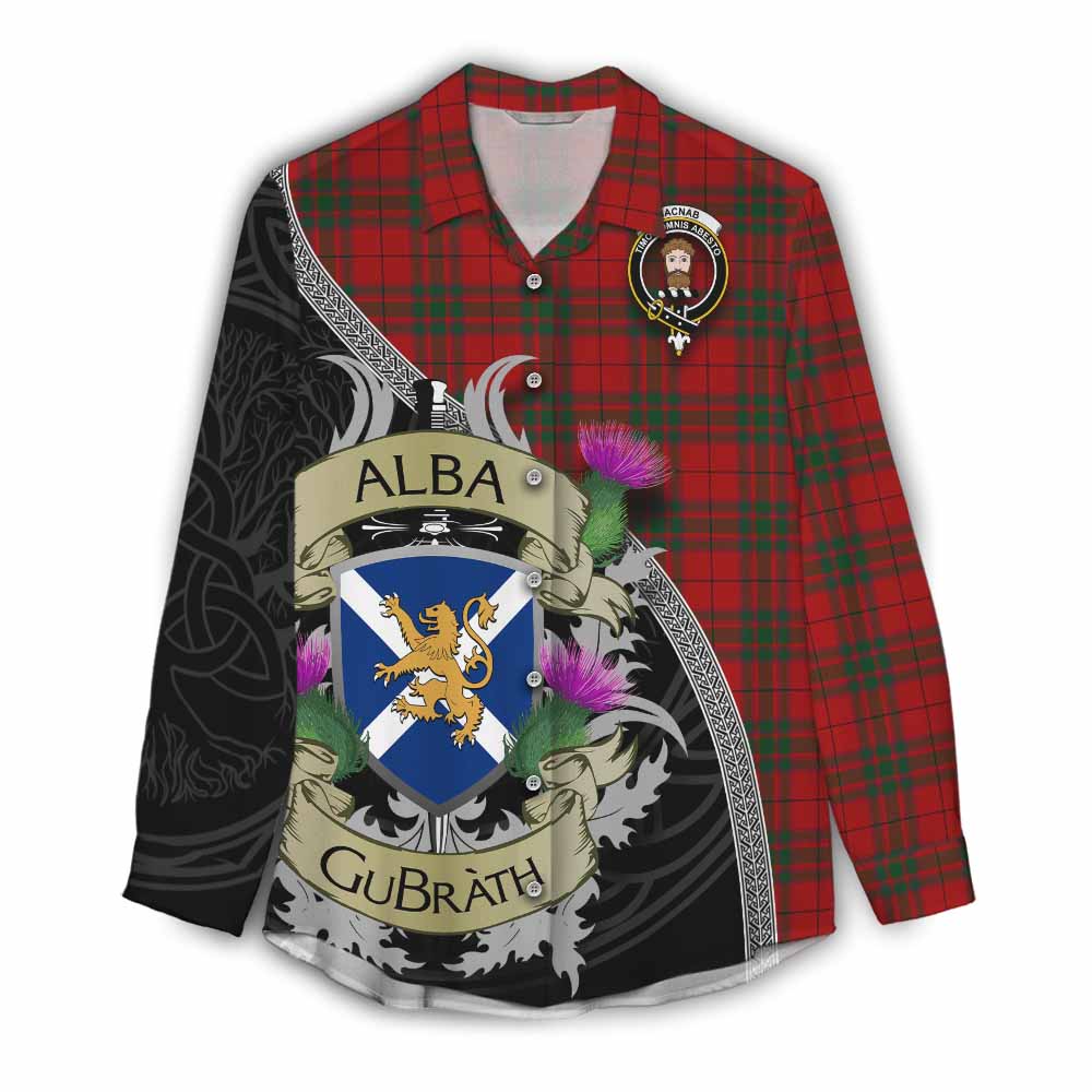 Tartan Vibes Clothing MacNab (McNab) Tartan Family Crest Women's Casual Shirt Lion Rampant Royal Thistle Shield Celtic Inspired