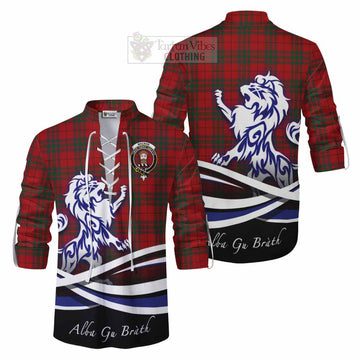 Tartan Vibes Clothing MacNab (McNab) Tartan Ghillie Kilt Shirt with Alba Gu Brath Regal Lion Emblem
