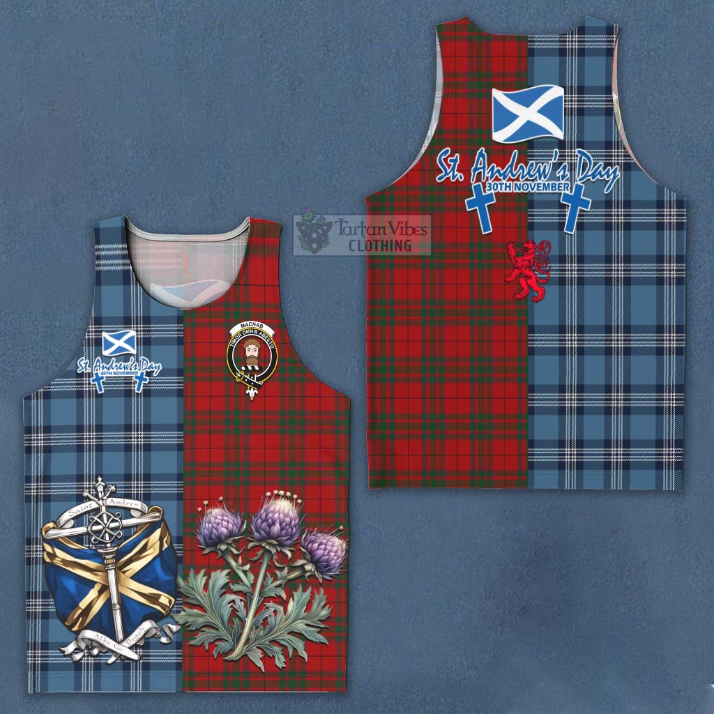 Tartan Vibes Clothing MacNab (McNab) Tartan Men's Tank Top Happy St. Andrew's Day Half Tartan Style