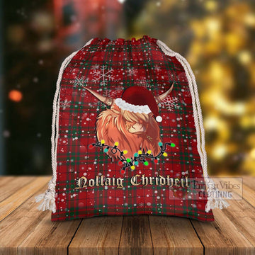 Tartan Vibes Clothing MacNab (McNab) Tartan Christmas Santa's Bag with Highland Cow
