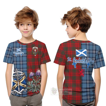 Tartan Vibes Clothing MacNab (McNab) Tartan Kid T-Shirt Happy St. Andrew's Day Half Tartan Style