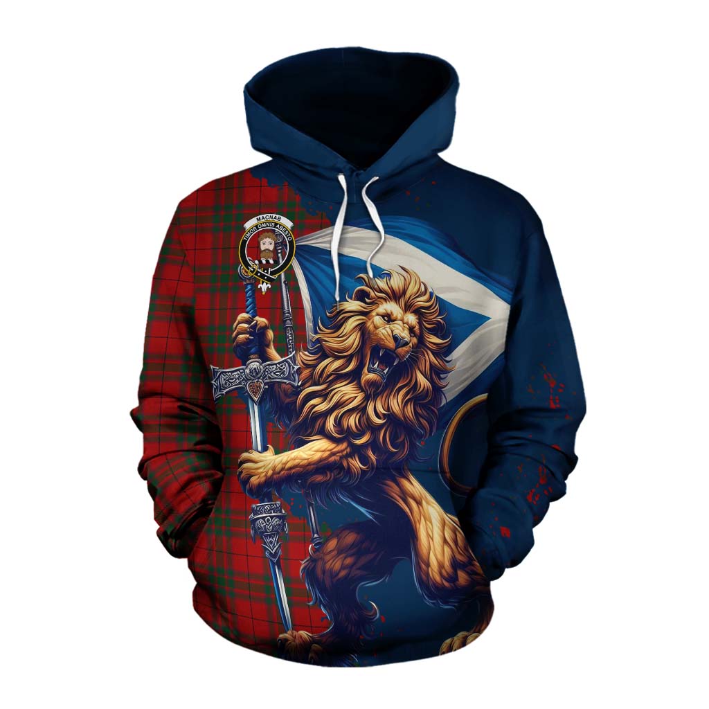 Tartan Vibes Clothing MacNab (McNab) Tartan Family Crest Cotton Hoodie with Scottish Majestic Lion