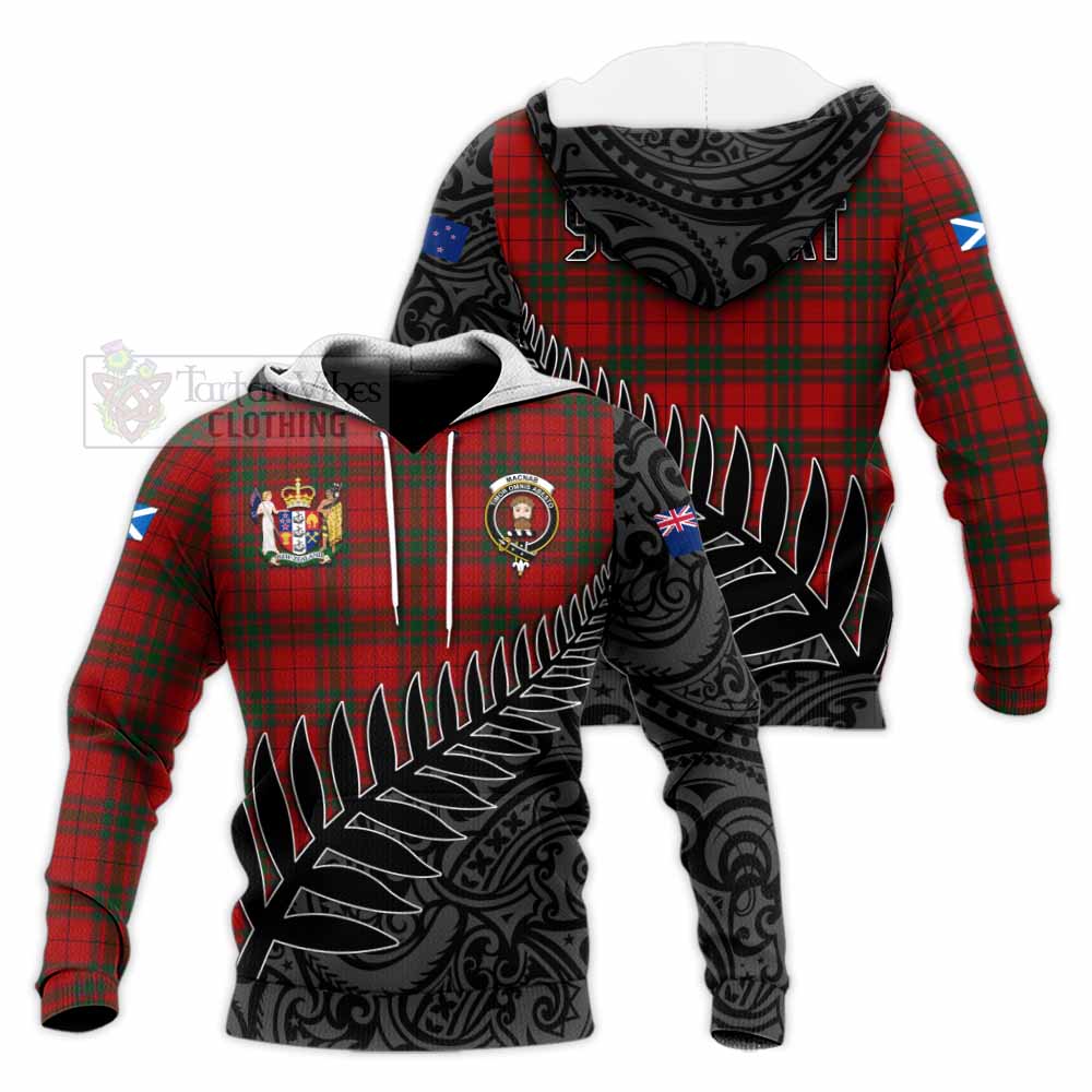 Tartan Vibes Clothing MacNab (McNab) Crest Tartan Knitted Hoodie with New Zealand Silver Fern Half Style
