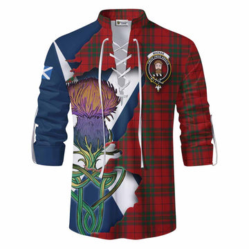 Tartan Vibes Clothing MacNab (McNab) Tartan Family Crest Ghillie Kilt Shirt Scottish Thistle Celtic Inspired
