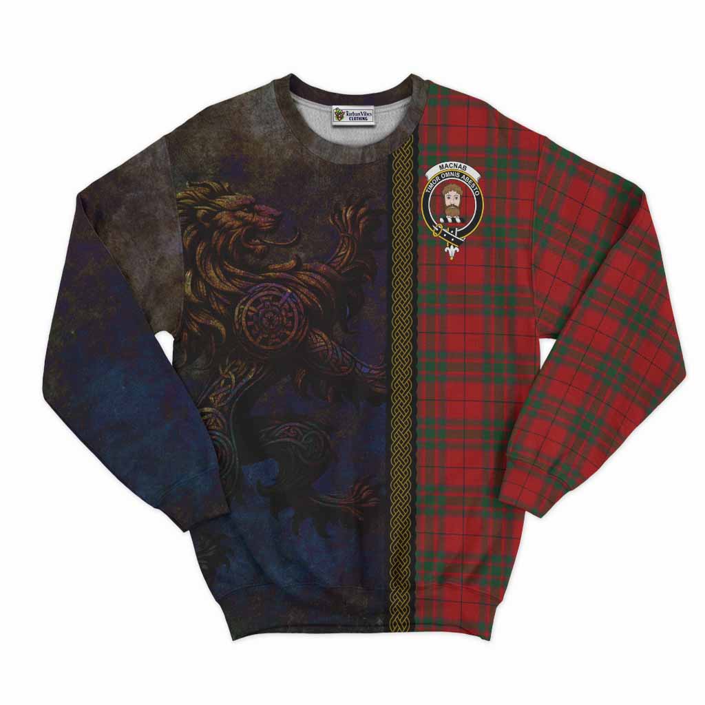 Tartan Vibes Clothing MacNab (McNab) Tartan Family Crest Sweatshirt Alba Gu Brath Be Brave Lion Ancient Style