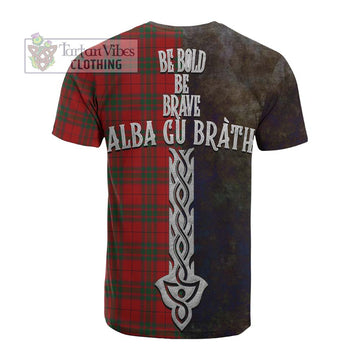 MacNab (McNab) Tartan Family Crest Cotton T-shirt Alba Gu Brath Be Brave Lion Ancient Style