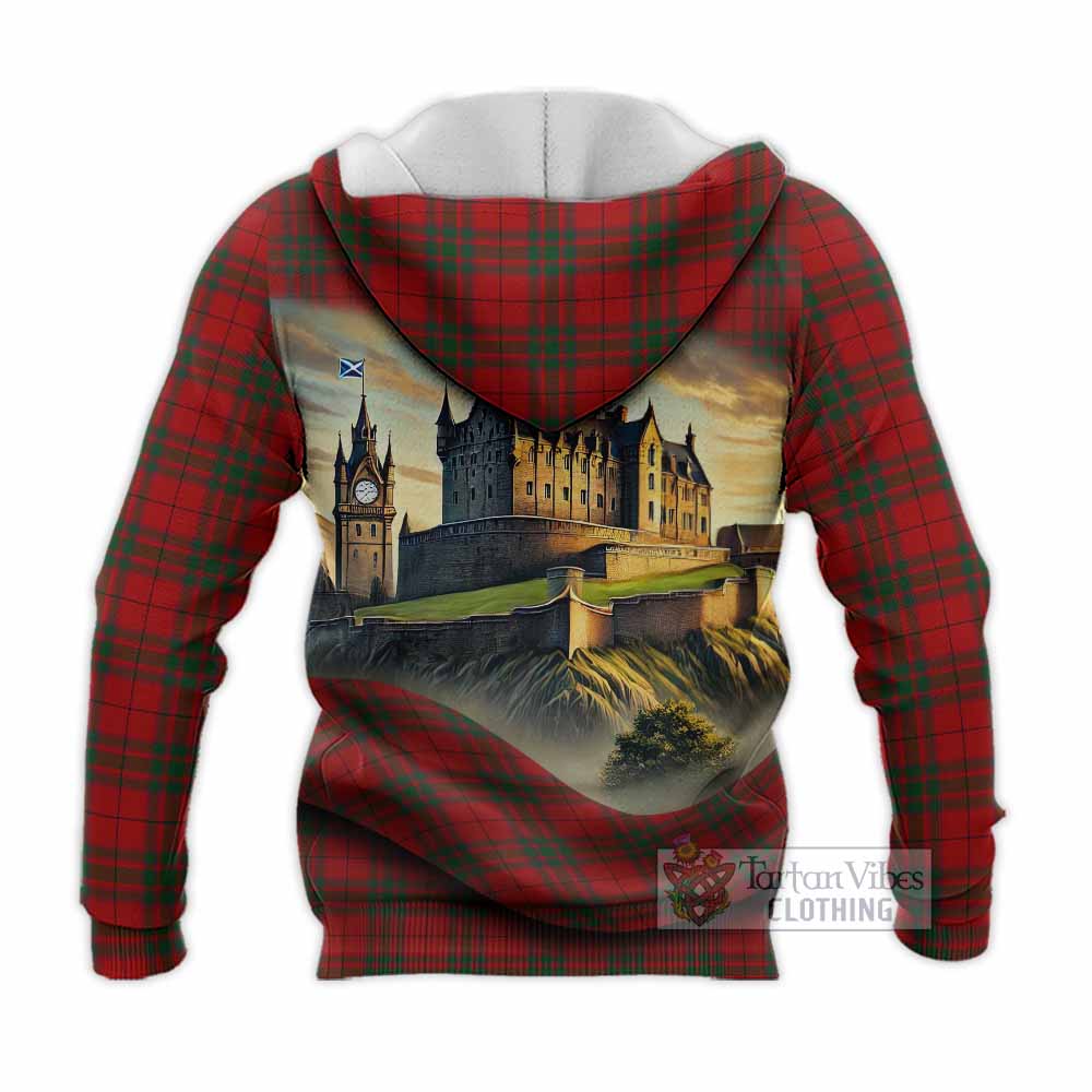 Tartan Vibes Clothing MacNab (McNab) Tartan Family Crest Knitted Hoodie with Scottish Ancient Castle Style
