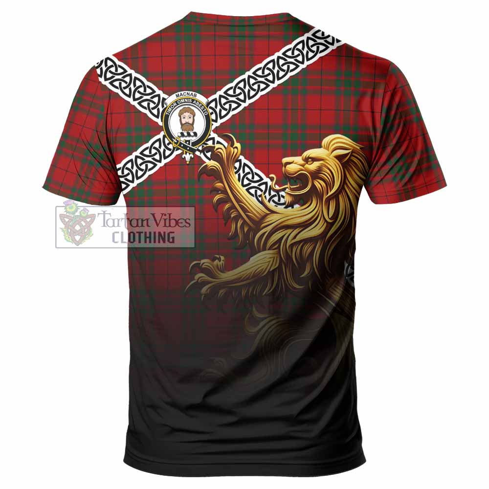 Tartan Vibes Clothing MacNab (McNab) Crest Tartan T-Shirt with Golden Lion Emblem Celtic Style