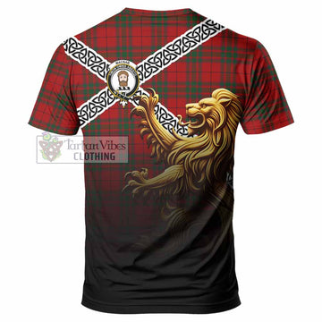 Tartan Vibes Clothing MacNab (McNab) Crest Tartan T-Shirt with Golden Lion Emblem Celtic Style