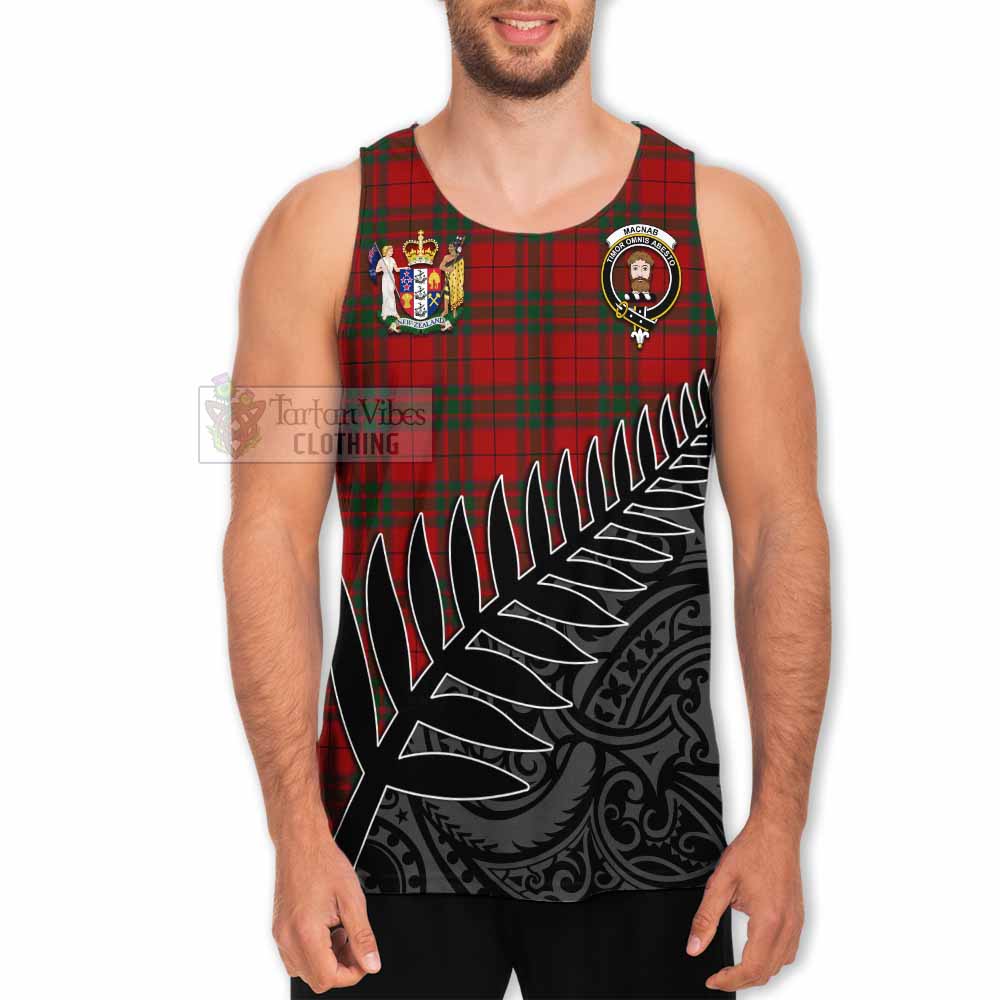 Tartan Vibes Clothing MacNab (McNab) Crest Tartan Men's Tank Top with New Zealand Silver Fern Half Style