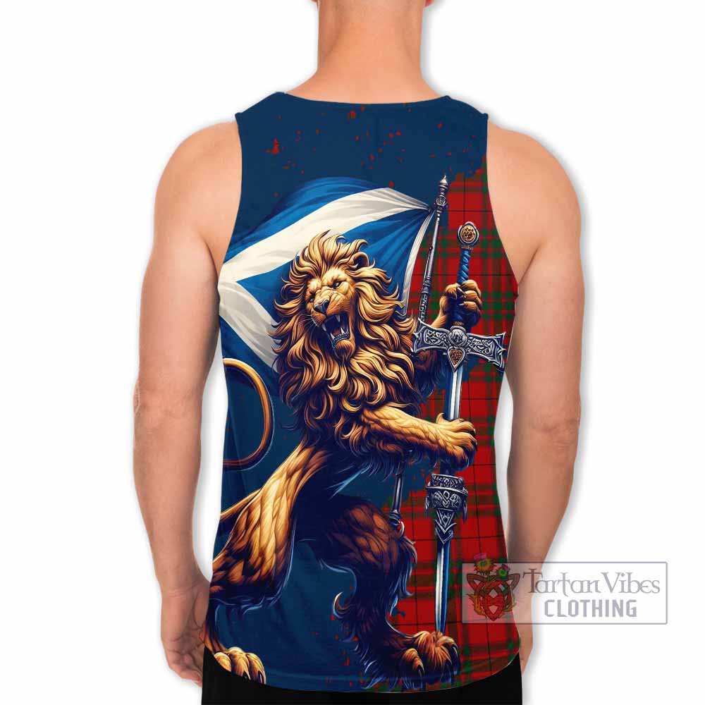 Tartan Vibes Clothing MacNab (McNab) Tartan Family Crest Men's Tank Top with Scottish Majestic Lion