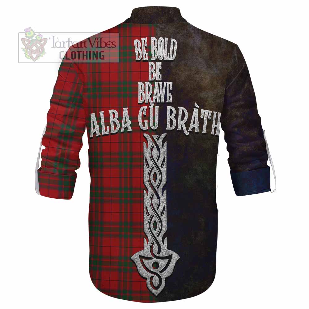 Tartan Vibes Clothing MacNab (McNab) Tartan Family Crest Ghillie Kilt Shirt Alba Gu Brath Be Brave Lion Ancient Style