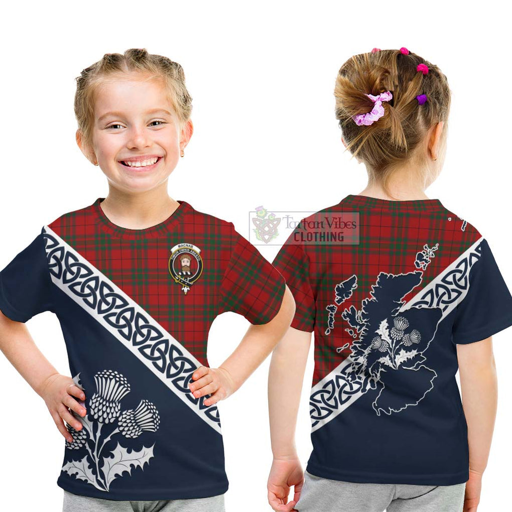Tartan Vibes Clothing MacNab (McNab) Tartan Kid T-Shirt Featuring Thistle and Scotland Map