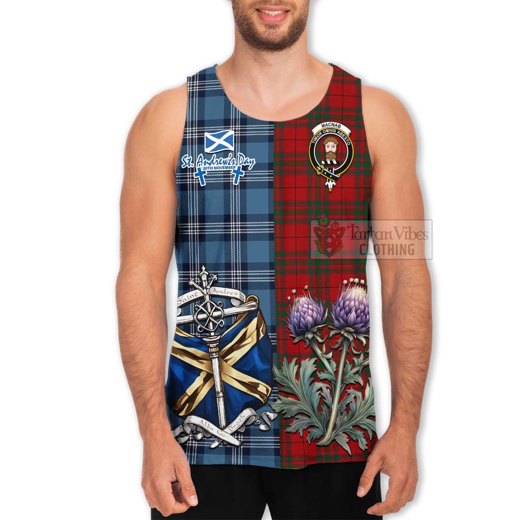 Tartan Vibes Clothing MacNab (McNab) Tartan Men's Tank Top Happy St. Andrew's Day Half Tartan Style