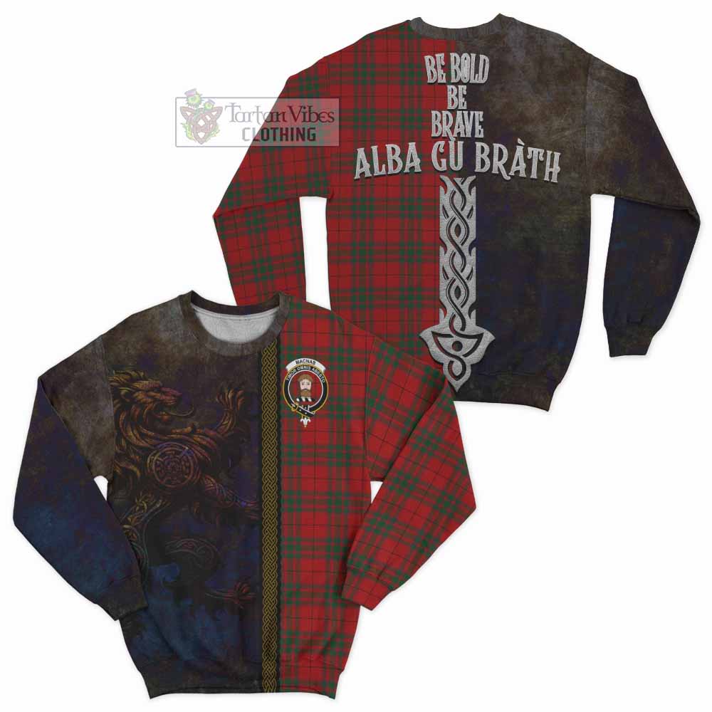 Tartan Vibes Clothing MacNab (McNab) Tartan Family Crest Sweatshirt Alba Gu Brath Be Brave Lion Ancient Style