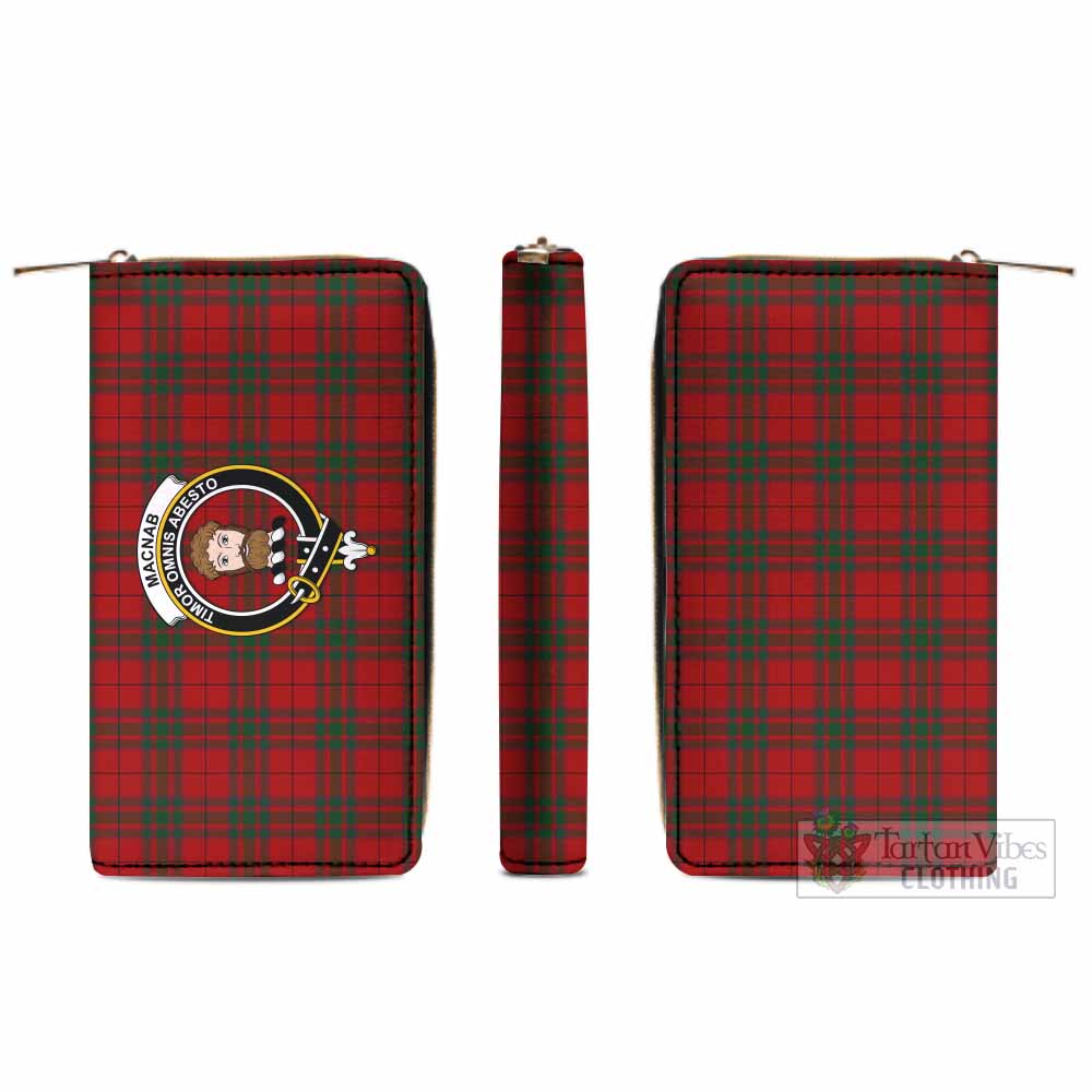 Tartan Vibes Clothing MacNab (McNab) Tartan Women's Leather Wallet with Family Crest