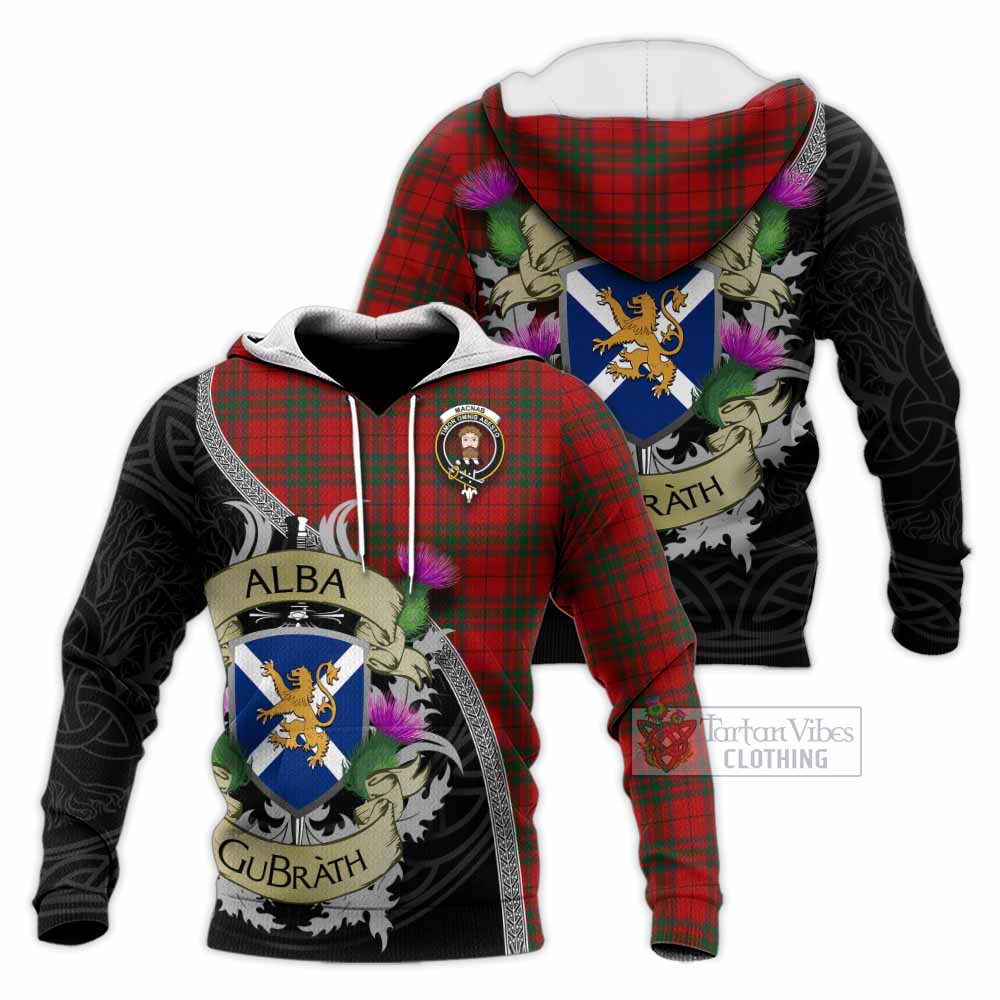 Tartan Vibes Clothing MacNab (McNab) Tartan Family Crest Knitted Hoodie Lion Rampant Royal Thistle Shield Celtic Inspired