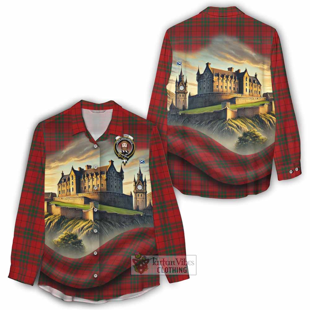 Tartan Vibes Clothing MacNab (McNab) Tartan Family Crest Women's Casual Shirt with Scottish Ancient Castle Style