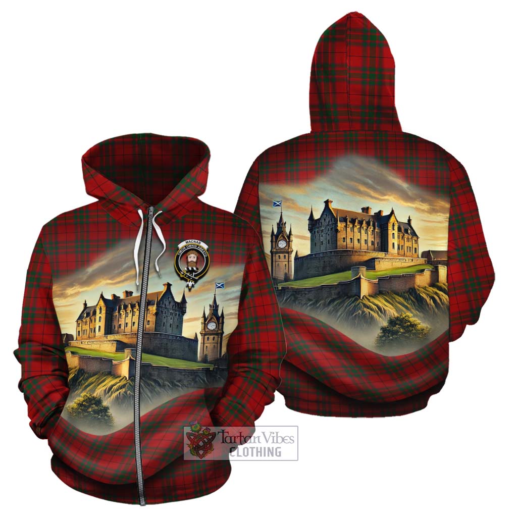 Tartan Vibes Clothing MacNab (McNab) Tartan Family Crest Cotton Hoodie with Scottish Ancient Castle Style