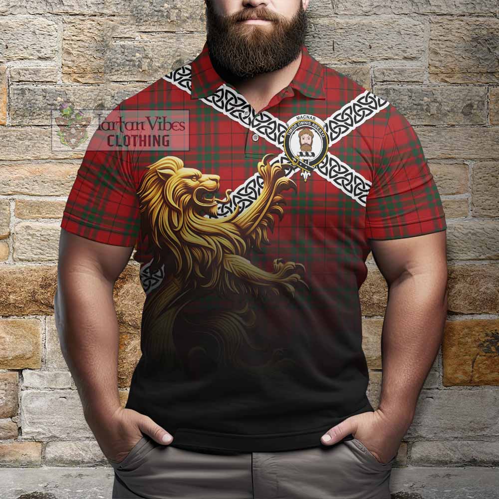 Tartan Vibes Clothing MacNab (McNab) Crest Tartan Polo Shirt with Golden Lion Emblem Celtic Style