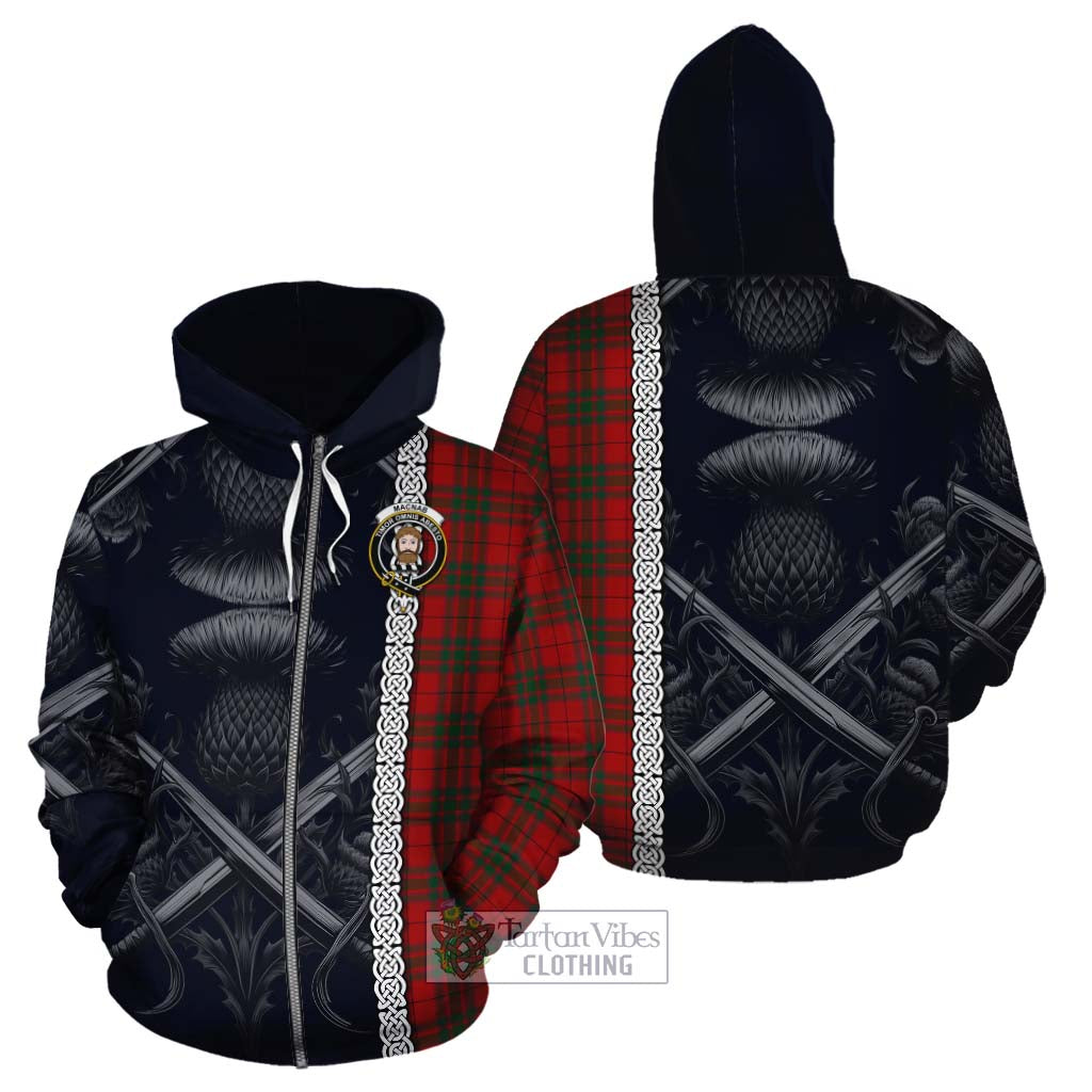 Tartan Vibes Clothing MacNab (McNab) Tartan Cotton Hoodie with Family Crest Cross Sword Thistle Celtic Vibes